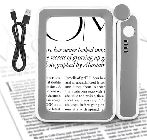 Leselupe mit Licht 4X Klappbar Handlupe 10 LED Lupe Einstellbare Helligkeit Lesehilfe für Senioren, Inspektion Münzen Briefmarken Antiquitäten Schmuck (Graue)