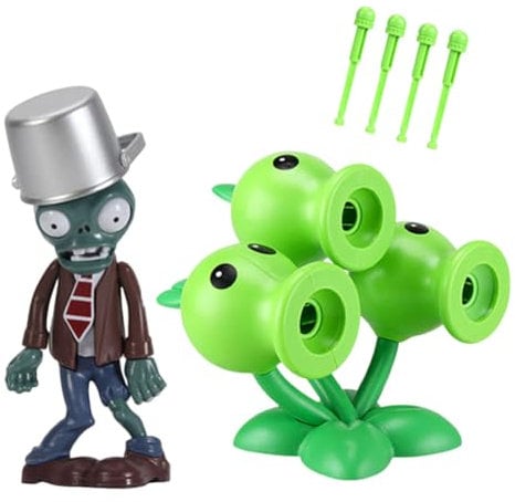 URDAKBX Plants vs Zombies Action Figures 2-Pack - Peashooter & Zombies PVC Toys, Perfect Gifts for Kids & Fans