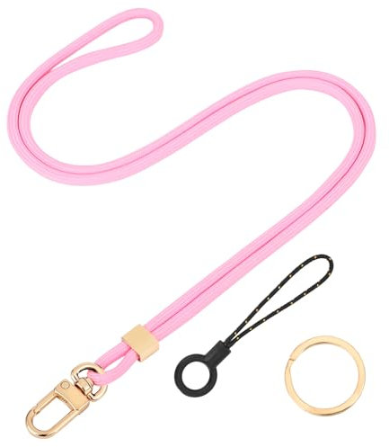 Segus Porte Clef Tour de Cou, 1 Pièce Tour de Cou Porte Clé, Lanière avec Boucle Pivotante en Métal, Lanyard pour les Amateurs d'Activités de Plein Air (Rose)
