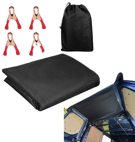 Besttoolifes Rear Barn Door Awning Cover For RV Van Black 180X114cm Waterproof Oxford Fabric With 4 Windproof Belts Easy Install Weather Protection