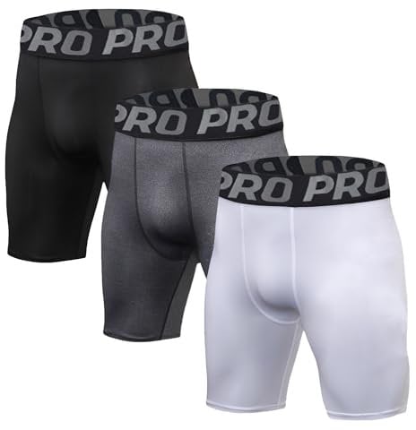 LNFINTDO 3er Pack Kompressionsshorts Herren Schnelltrocknendes Kompressionshose Kurze Atmungsaktiv Baselayer Sporthose Männer Laufunterwäsche Radlerhose