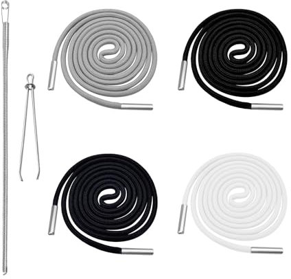 Cordon pour Cordon Capuche Sweat - Cordon de Rechange serrage 140cm pour Cordon Sweat a Capuche, Lot de 4 Cordons de Serrage pour Pantalon de Jogging, 4 couleurs y 2 compris enfileurs de cordon(4+1+1)