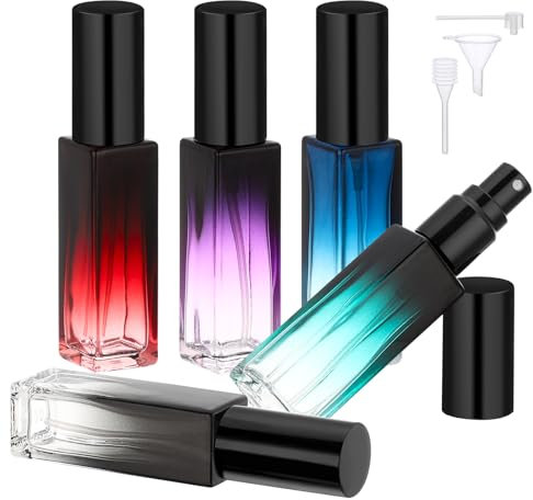 Segbeauty Atomizador Perfume, 5 Piezas 10ml Dispensador Perfume Viaje, Pulverizador Pequeño de Vidrio, Recargable y Portátil, para Regalo, Viaje, Fiestas