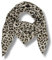 Ziona Musselin Tuch Damen Leo Dreieck Frühling Sommer Halstuch Leicht Leoprint Schal Baumwolle Leopardenmuster Made in Italy 195x72cm (Beigeschwarz-Braun)