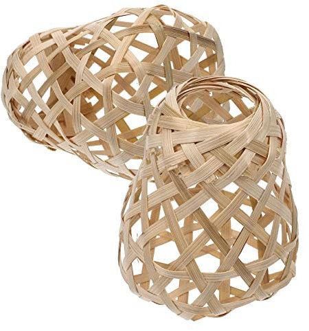Ciieeo 3 Sätze Lampenschirm Aus Bambus Tischlampe Aus Korbgeflecht Lampe Kleine Deckenlampenschirme Wandleuchten Swag-lampe Lampenschirm Aus Weide Korblampe Bambus Weben Khaki 2 Stück * 3