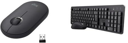 Logitech M350 Pebble Kabellose & Trust Ymo II Leise Tastatur Maus