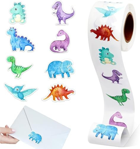 Sticker Kinder - 500 Pcs Runde Tier Aufkleber Belohnungsaufkleber - Dinosaurier Animal Sticker Rolle Tieraufkleber Tier Aufkleber Set Geburtstag für Kinder Mädchen Scrapbooking Fotoalbum Geschenke