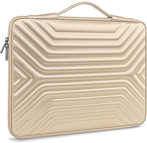 DOMISO 14 Inch Laptop Case with Handle | Shockproof Waterproof EVA Protective Sleeve Compatible with MacBook Air/Pro, 14 Lenovo ThinkPad, HP Pavilion, Dell Inspiron - Gold