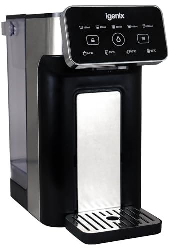 Igenix IGWDH0322B Instant Hot Water Dispenser, 3 Litre Tank Capacity, For Multiple Cup Sizes, Energy Efficient Rapid Water Boil