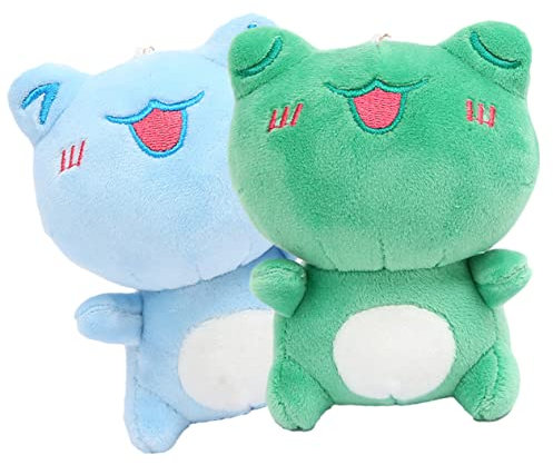 YARNOW 2stücke Plüschfrosch Schlüsselanhänger Cartoon Kuscheltier Anhänger in Blau Und Dunkelgrün Weiche Stofftier-deko Für Taschen Praktische Geschenkidee Für Familien Und Freunde