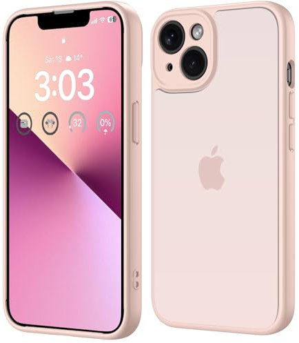 ORDA für iPhone 13 Hülle 6,1 Zoll, Vollständiger Kameraschutz Stoßfest Kratzfest Transluzente Rückseite Schutzhülle, Anti-Fingerabdruck Matt Handyhülle für iPhone 13 (Rosa)