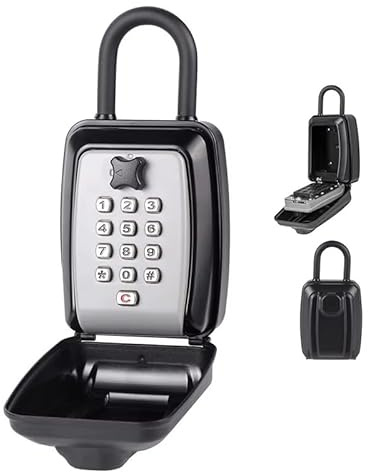 Boîte à clés avec serrure à combinaison à 12 chiffres - Code mot de passe - Grande capacité - Fixation murale - À suspendre - Boîte de rangement pour fenêtre de voiture - Cadenas de rangement