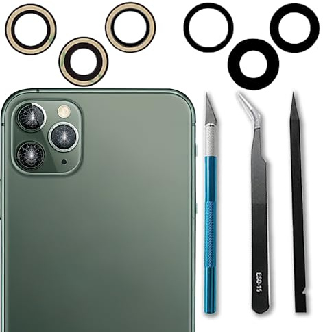 3‑Stück‑Set Ersatz‑Kameraglas für iPhone 11 Pro / 11 Pro Max, Reparaturset | 3‑teiliges Set passgenauer Kamera‑Ersatzgläser für iPhone 11 Pro / 11 Pro Max, inklusive Reparaturwerkzeugen.