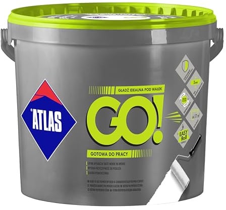 ATLAS GO! Fertigspachtelmasse 25 kg – Gebrauchsfertige Finish-Spachtelmasse für Innenwände & Decken – Feinspachtel, Rollspachtel Q2–Q4, Großgebinde für große Flächen