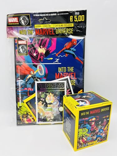 manuelkant Album Starter Pack + Scatola Box 36 bustine per la raccolta di figurine Into the Marvel Universe Sticker