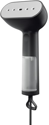 Steamery Ferro da stiro a vapore Cirrus Core, 1350W, Emissione vapore 21g/min, Pronto in 15 Secondi,Tecnologia Dry Steam, Anello per appenderlo, Serbatoio trasparente, Portatile (Nero)
