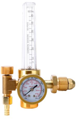 SHINEOFI Argon Gas Regulator Flowmeter Pressure Gauge for Welding Gas Bottles Argon Regulator Flow Meter Compatible Mig Tig Welders