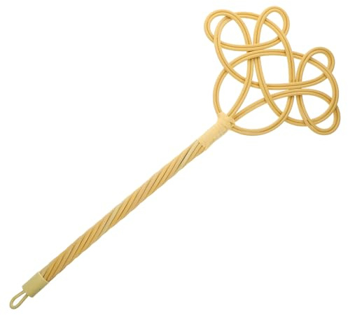 OSOLADY Raquette Dépoussiérante à Long Manche en Rotin Torsadé Imitation, Outil Traditionnel pour Nettoyage Tapis, Couette et Moquette, Batteur Poussière pour Maison, 1 Pièce