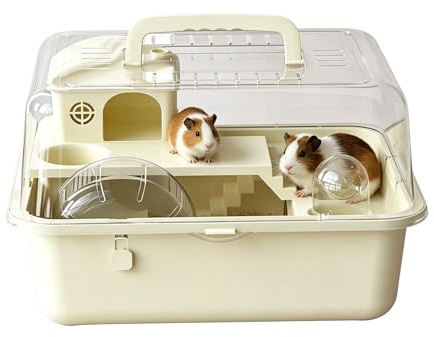 Hamsterkäfig, tragbar, mit Laufrad – Katzentoilette für Hamster, 30 cm, Lebensraum für Mäuse | Syrische Hamster und Zwerge, Rennmäuse, Kleintiere, Igel, Innenbereich, Haus, Transpor