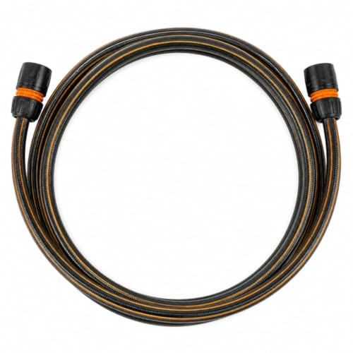 TAMS Anschlussgarnitur 1/2 Zoll mit 1,5 m Gartenschlauch und 2 Schlauchkupplungen, Bewässerungsset, UV-beständig, 10 bar, Schwarz Orange