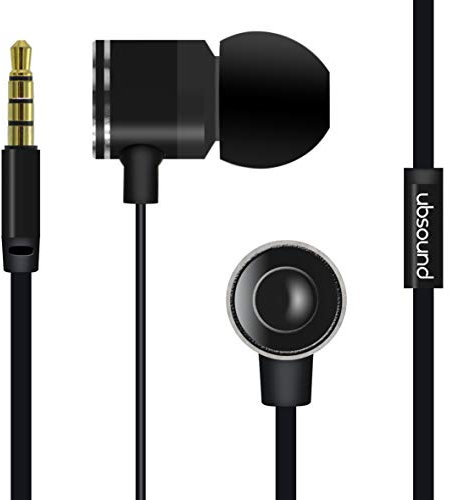 UBSOUND Fighter PRO Nero Opaco XE Cuffie Auricolari In-Ear Alluminio con Microfono Jack standard 3,5mm Cavo Piatto Antinodi Garanzia 2 anni IEM per Smartphone PC Game Tablet Mp3 Idea Regalo