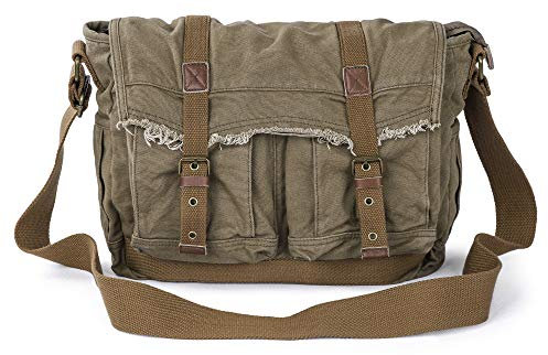 Gootium Unisex Vintage Shoulder Bag Frayed Style Boho Purse Umhängetasche, Armee-grün
