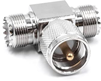 vhbw Adaptateur coaxial en T 2X Prises PL258 (Femelle) vers 1x fiche PL259 (mâle) - Adaptateur Coax pour radios, émetteur radios, appareils WLAN