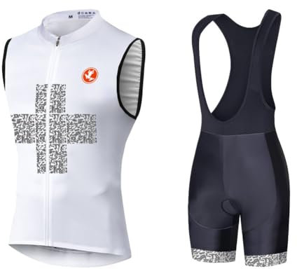 UGLY FROG Rennrad Herren Bike Wear Radtrikot Set Ärmellos mit Sitzpolster für MTB Fahrrad Sleeveless Cycling Jersey + Rad Bib Shorts Radsportanzug Westen Anzüge DEHerrenT20
