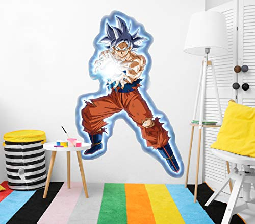 Wandtattoo Größe Real Dragon Ball Super Goku Ultra Instinto Welle Vital | Offizielles Produkt TOEI ANIMATION | 84 x 130 cm | Vinyl | Wandbild | Heimdekoration | Blau | modern | DBS