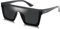 SOJOS Sonnenbrille Damen Verspiegelt Groß, Rechteckige Dicken Rahmen Flach Oben Sonnenbrillen Siamesische Linse SJ2117