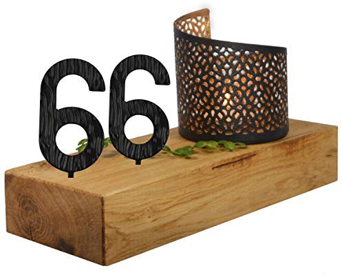 SünGross Holz Leuchter Eiche 10x24x4cm mit Wunschzahl und Deko Windlicht zum 66. Geburtstag
