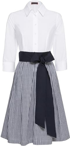 Reitmayer Hemdblusenkleid Weiß/Dunkelblau 44