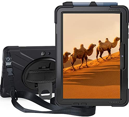 Sfulatdc Compatible with Surface Go Case,Shockproof Heavy Duty Rugged Full Body Cover with Strap and Kickstand for Microsoft Surface Go 4/3/2/1 Black