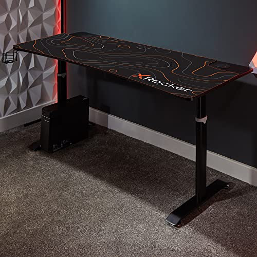 X Rocker Cougar XL Ultra Wide Aluminium Carbon Gaming Tisch - Höhenverstellbarer Schreibtisch mit Kabelmanagement - Computertisch 160,5 x 80 x 65-80 cm