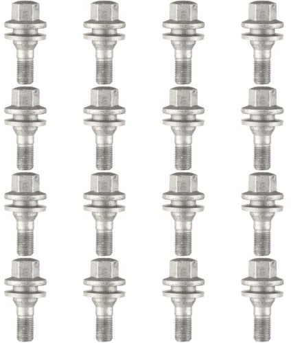Ellis 16 bulloni di sicurezza di ricambio con rondelle piatte, M12 x 1,25, testa esagonale da 17 mm, compatibile con Citroen e Peugeot