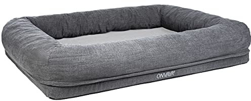 ONVAYA® Hundebett | passend für orthopädisches Hundekissen | weiches & kuscheliges Hundesofa | Hundecouch mit hohem Rand | Größe L | für große und kleine Hunde | Bezug waschbar | Grau