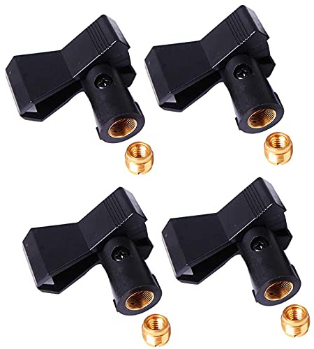 LGEGE Mikrofon-Clips für Ständer, 4 Stück, universeller kabelloser Mikrofon-Clip-Halter mit 5/8 auf 3/8 Mikrofonadapter, Einstellknopf um 180 Grad verstellbar