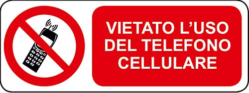 ADESIVO DIVIETO VIETATO L'USO DEL CELLULARE 125x330 mm