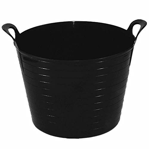 1 x Small/Large/Extra Large Flexi Tub Garden Home Flexible Colour Storage Container Bucket Plastic Flex Tub- MADE IN U.K. (Black, Small 26 Litre)