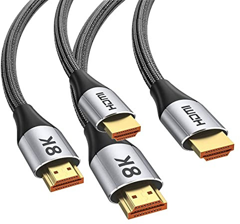 Techrum 2 Stück 8K HDMI 2.1 Kabel 3Meter,Ultra High Speed HDMI Kabel für 8K@60Hz, 4K@120Hz, HDR 4:4:4, 48Gbps, eARC, Dolby Vision, HDMI 2.1 2.0a/b, 3D, ARC kompatibel mit PS5, PS4 Pro, Blu Ray Player