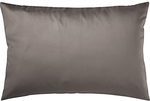 Pure Label Mako Satin Kissenbezug 40x60 cm aus 100% Baumwolle in Taupe - Traumhaft weiches Deko Kissen passend zu unseren Bettwäsche Sets
