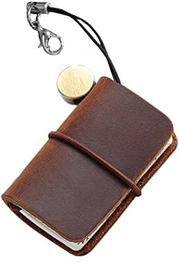 Borsgye Mini Reisetagebuch aus Leder Tiny Blanko Seiten Kleine Nachfüllbares Reisende Notizbuch Leder Taschentagebuch mit Einsätze Reisende Notizbuch 4,8 cm x 3,2 cm – Braun