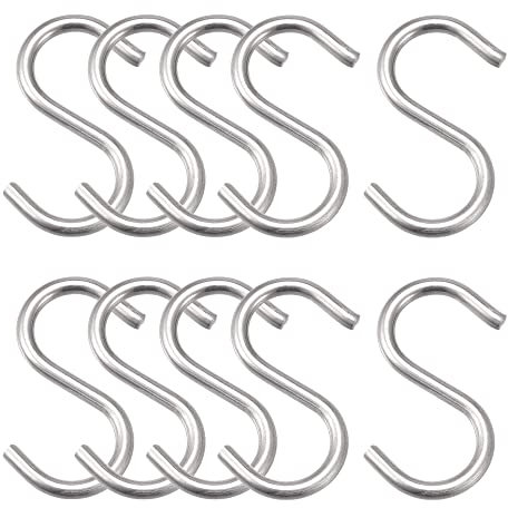 sourcing map S-Haken, 5 cm lang, Edelstahl-Aufhänger zum Aufhängen von Gegenständen in Küche, Garten, Bad, Garage, 16 Stück