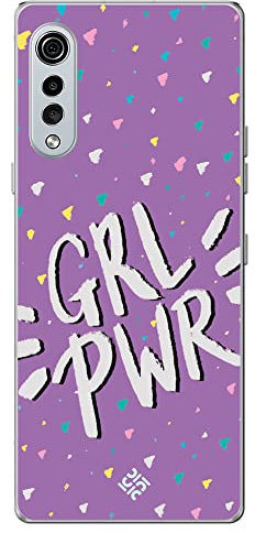 Movilshop Étui pour [LG Velvet 5G] Dessin Phrases Cool [GRL Power ] en silicone souple transparent coque coque coque pour smartphone.