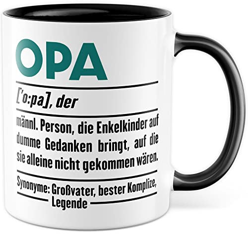 Tasse Opa Enkel Spruch Opas Geschenk Großvater schöne Geschenkidee Kaffee-Becher (Weiß/Schwarz)