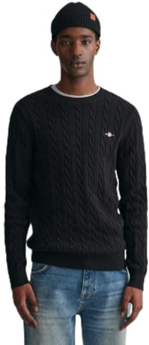 GANT Pullover Langarm Rundhals Kabelstrick beige