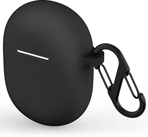 Geiomoo Silicone Case Compatible with Google Pixel Buds Pro, Protective Cover with Carabiner (Black)