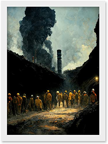 Doppelganger33 LTD Coal Miners Colliery 1972 South Wales UK Artwork Framed Wall Art Print A4
