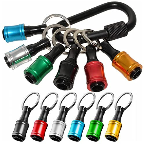 Aoebwpwi 6Pcs Upgrade 1/4 Hex Shank Aluminum Alloy Screwdriver Bits Holder Keychain Drill Screw Adapter Change Portable