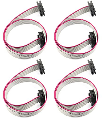 jujinglobal IDC Flat Ribbon Cable 8 Pin 2x4 2.0mm / 0.08 Pitch with Header Gray Color About 7.8 Long (Pack of 4pcs)